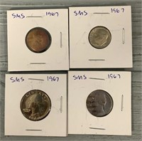 1967 SMS Quarter, Nickel, Dime & Penny