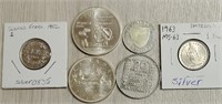 (6) Foreign Silver Coins
