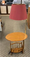 Wood Table with Lamp