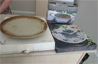 Pizza stone, stoneware baker and divided tray