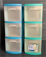 (2) 3-Drawer Sterilite Containers