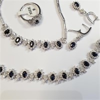 $2500 Silver Ruby,Sapphire,Emerald &Cz(15ct) Set