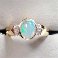 $450 Silver Opal &White Diamonds(1.1ct) Ring