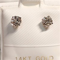 Certified 14K Diamond(0.5Ct,I2-I3,H-I) Earrings