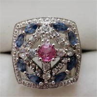 $180 Silver Ruby And Tanzanite Ring