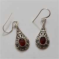 $60 Silver Ruby Enhanced Earrings