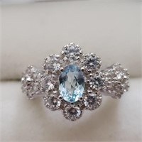 $150 Silver Blue Topaz(0.5ct) Ring