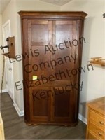 Antique Wood 4 door Corner Cabinet with 5 wood