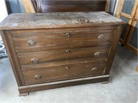 3 drawer wood dresser on casters with mirror that