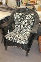 PAINTED WICKER CHAIR WITH CUSHION