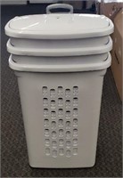 (3) White Laundry Hampers