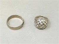 2 sterling rings - mans & ladies  -stamped