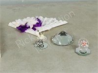 folding fan, crystal ornaments
