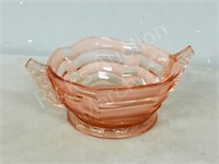 pink depression glass dish 12" wide  5" tall