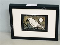 framed contemporary Raku, Mary Swain  9.5 x 12"