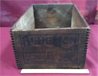 Old Blue Hen Double Dip Matches Wooden Crate