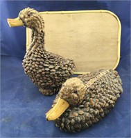 Vintage Pair of Ducks Made of Pine Cones