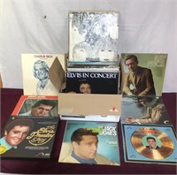 Box of Record Albums, Various, Elvis, Charlie