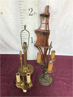 Vintage Lamps, Oak Corner Shelf