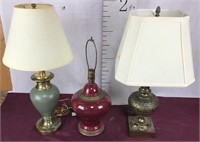 Three Lamps, Metal, Glass, Ceramic