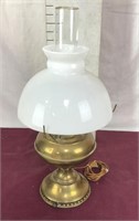 Vintage Hurricane Lamp Brass and Glass