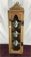 Hanging Pine Cabinet W/Faux Stained Glass Front
