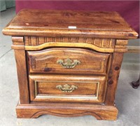 Vintage Two Drawer Pine Nightstand