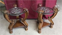 Pair of Ornate Side End Tables