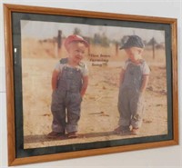 1983 "You been farming long?" print in oak frame,