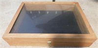 Oak and glass display case, 17.5 x 13.5