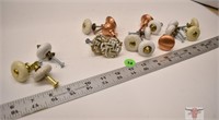 18 - Copper and Porcelain Furniture Knobs