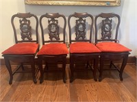 Carved Back Marble Accent 4-Piece Chairs