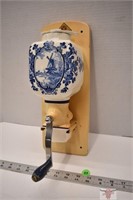 Blue Delft Wall Mount Coffee Grinder