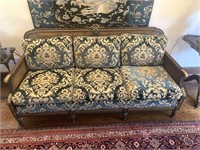 Gold Accented Cane Back Sofa