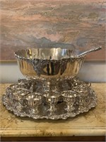 Wallace Baroque Silver Plate Punch Set