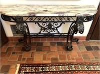 Wrought Iron Marble Top Entry Table