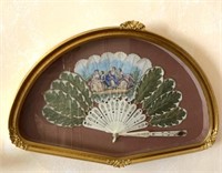 Hand Painted Fan in a Gold Frame