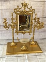 Ornate Victorian Style Brass Shaving Mirror