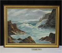 Oil on Canvas Seascape by D. Meyers