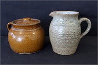 Stoneware Pitcher and Bean Pot