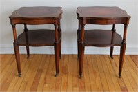 Pair of Leather-Top Mahogany Side Tables
