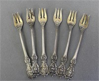Six Sterling Silver Oyster Forks