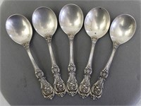 Five Sterling Silver Soup Spoons