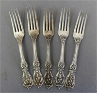 Five Sterling Silver Salad Forks