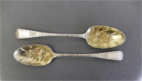 Two English Sterling Silver Berry Spoons