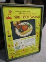 PAN FRIED BANANAS. FRAMED AD.