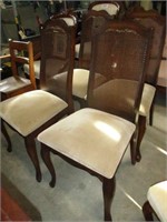 SET OF 4 CANE BACK DINNING CHAIRS - SOME DAMAGE