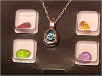 Sterling Silver Multi Stone Necklace