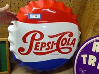 Tin Pepsi-Cola button sign