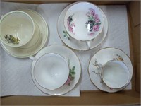 4 English cups & saucers